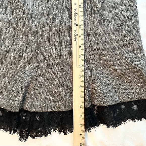 Iris Singer Wool & Angora Trumpet Midi Skirt 6 Speckled Gray Tweed Lace NWT - Picture 3 of 7